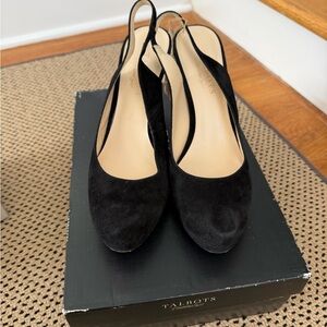 Talbots Black Suede Slingback Heels